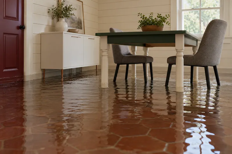 Water Extraction Near Ogletree Gap Park — six-inch pooled water and submerged furniture feet