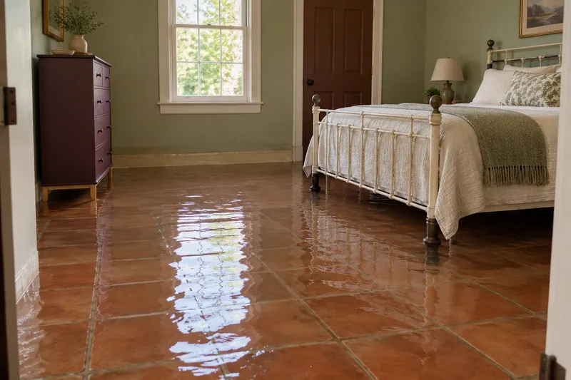 Water Extraction in Copperas Cove — standing water in a ground-floor guest room